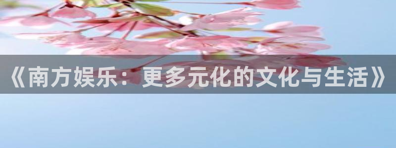 焦点娱乐：《南方娱乐：更多元化的文化与生活》
